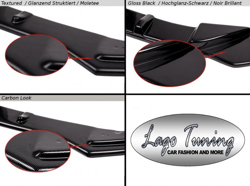 FIAT GRANDE PUNTO EVO LIP SPOILER PARAURTI ANTERIORE SPORT NERO LUCIDO  SPLITTER