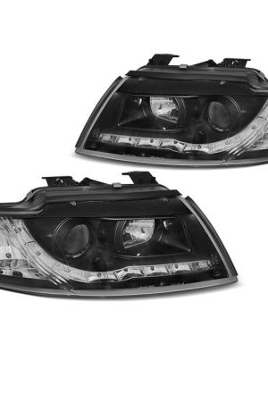 Fari Led stile luce diurna ottica Audi A4 B6 Cabrio 2002-2004 Neri