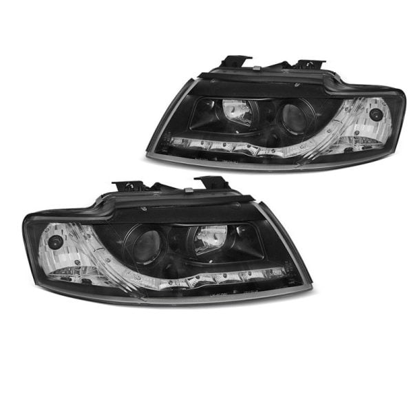 Fari Led stile luce diurna ottica Audi A4 B6 Cabrio 2002-2004 Neri