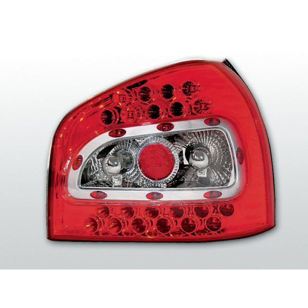 Coppia fari Led posteriori Audi A3 8L 96-00 Rossi e cromati