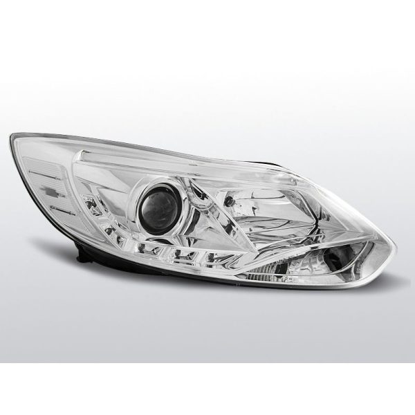 Fari Led stile luce diurna con tubo fibra ottica Ford Focus MK3 11-14 Chrome