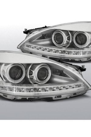 Coppia di fari Xenon stile luce diurna Led Mercedes Classe S W221 05-09 Chrome