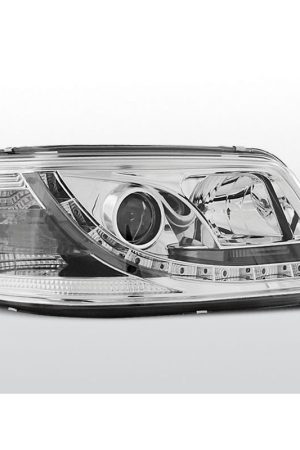 Coppia di fari a Led stile luce diurna Volkswagen T5 03-09 Chrome