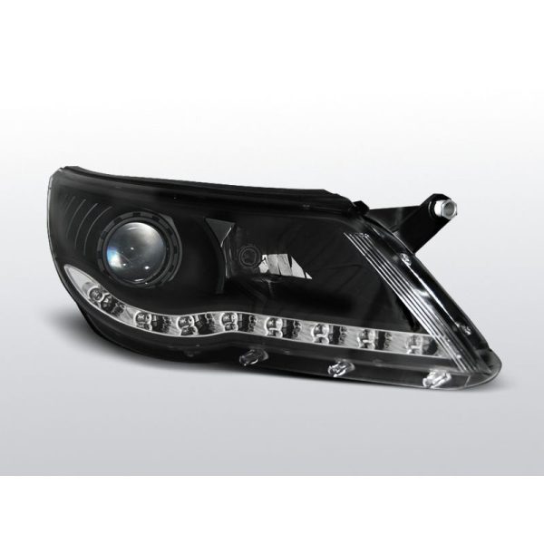 Coppia di fari a Led stile luce diurna Volkswagen Tiguan 07-11 Neri