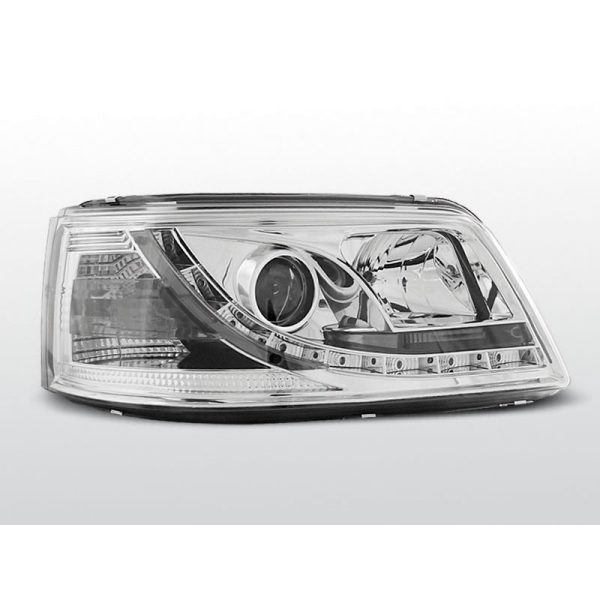 Coppia di fari a Led vera luce diurna Volkswagen T5 03-09 Chrome