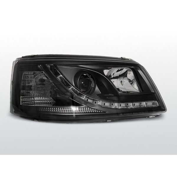 Coppia di fari a Led DRL vera luce diurna Volkswagen T5 03-09 Neri