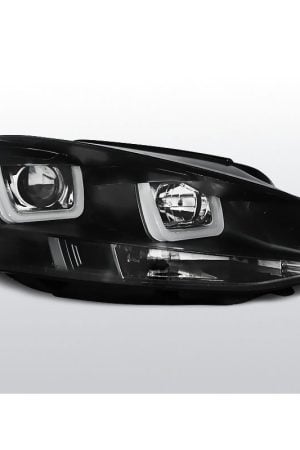 Coppia di fari U-Led DRL vera luce diurna Volkswagen Golf VII 12- Neri