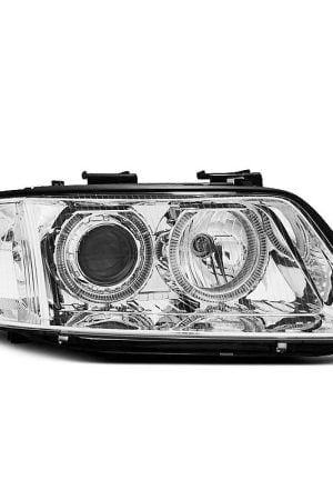 Fari Angel Eyes Audi A6 C5 97-99 Chrome