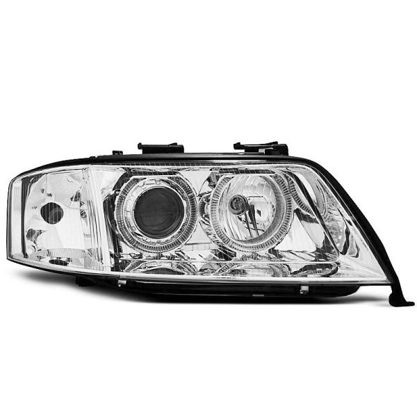 Fari Angel Eyes Xenon Audi A6 C5 97-99 Chrome