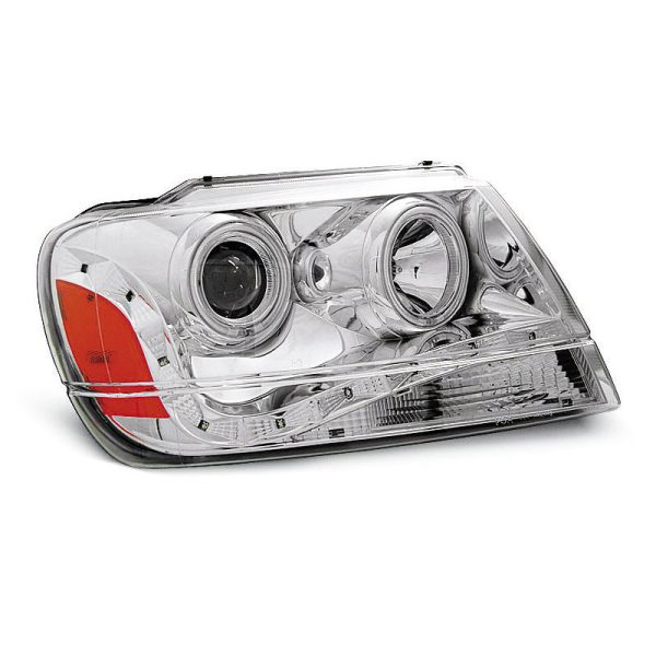 Fari Led e CCFL Angel Eyes Chrysler Jeep Grand Cherokee 99-05 Chrome