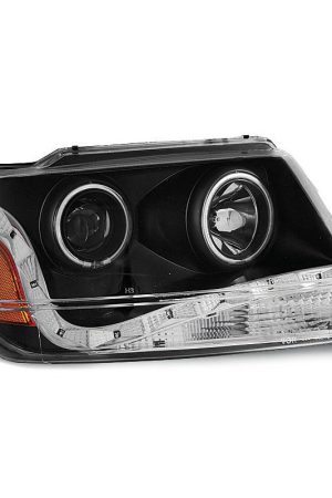 Fari Led e CCFL Angel Eyes Chrysler Jeep Grand Cherokee 99-05 Neri