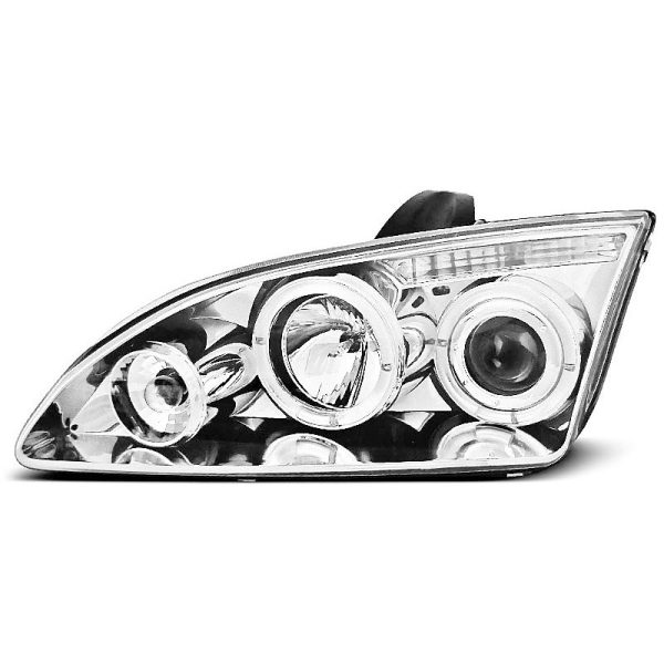 Fari Angel Eyes Ford Focus MK2 04-08 Chrome