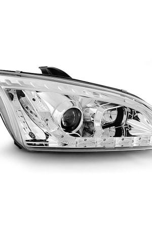 Coppia di fari a Led stile luce diurna Ford Focus MK2 04-08 Chrome