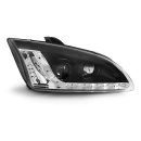 Coppia di fari a Led stile luce diurna Ford Focus MK2 04-08 Neri