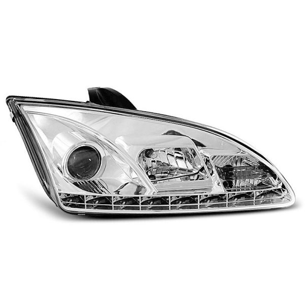 Coppia di fari a Led stile luce diurna Ford Focus MK2 04-08 Chrome