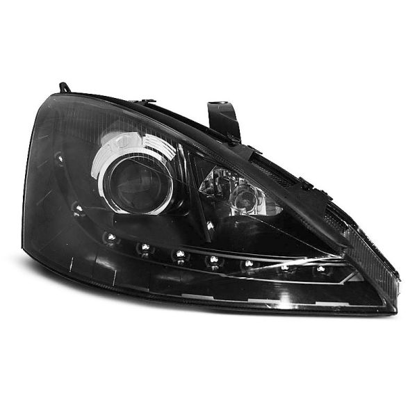 Coppia di fari a Led stile luce diurna Ford Focus MK1 01-04 Neri