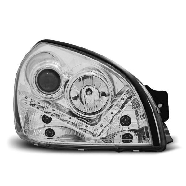 Coppia di fari a Led stile luce diurna Hyundai Tucson 04-10 Chrome