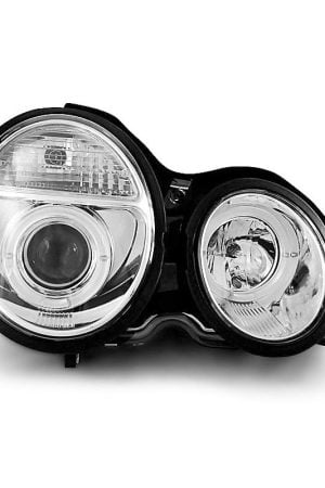 Coppia di fari Angel Eyes Mercedes Classe E W210 95-99 Chrome