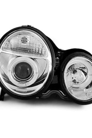 Coppia di fari Angel Eyes Mercedes Classe E W210 99-02 Chrome