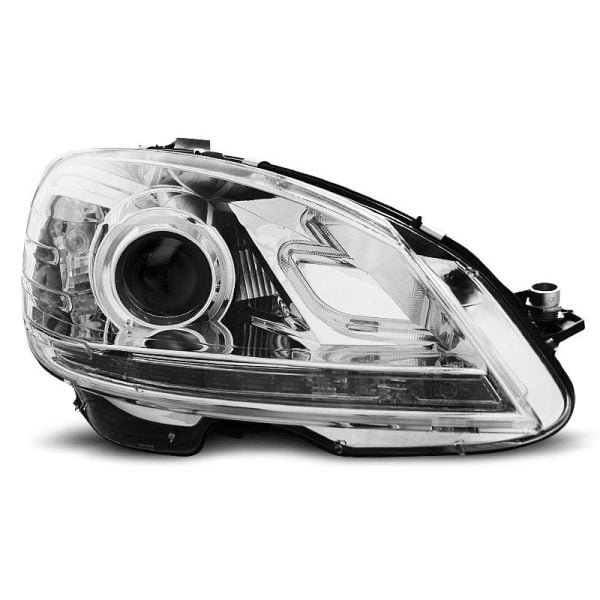 Coppia di fari a Led stile luce diurna Mercedes Classe C W204 07-10 Chrome