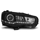 Coppia di fari a Led stile luce diurna Angel Eyes Mitsubishi Lancer VIII 08 Neri