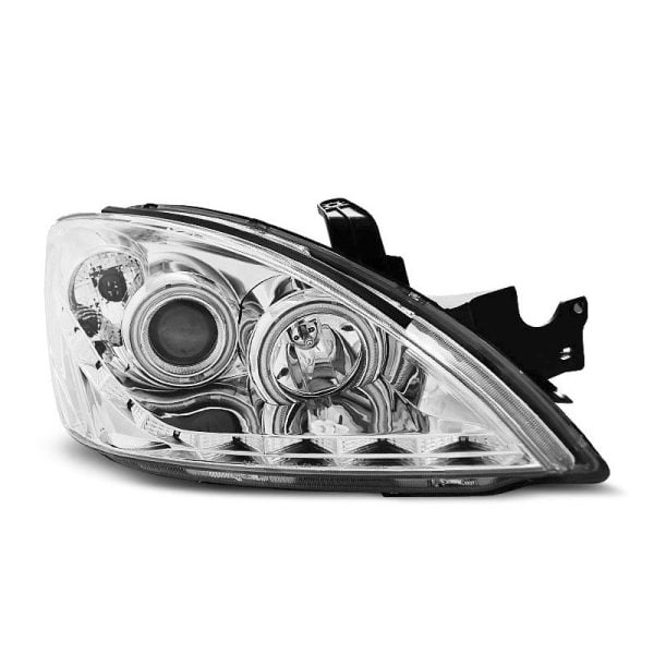 Coppia di fari a Led stile luce diurna Angel Eyes Mitsubishi Lancer VII 04-07 Chrome