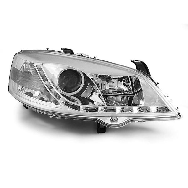 Coppia di fari a Led stile luce diurna Opel Astra G 97-04 Chrome