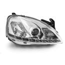 Coppia di fari a Led stile luce diurna Opel Corsa C 00-06 Chrome