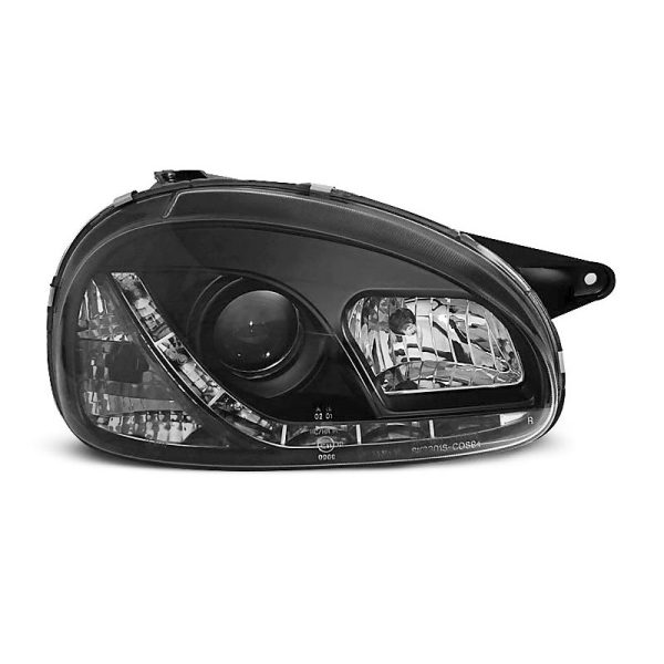 Coppia di fari a Led stile luce diurna Opel Corsa B 93-00 Neri