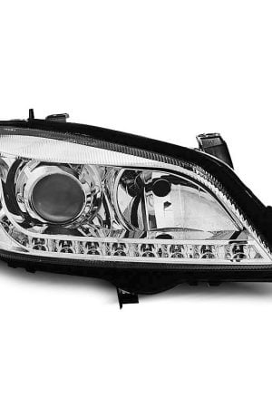 Coppia di fari a Led stile luce diurna Opel Astra G 97-04 Chrome