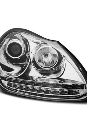 Coppia di fari a Led stile luce diurna HID Xenon Porsche Cayenne 02-06 Chrome