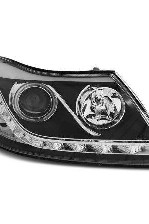 Fari Led stile luce diurna Angel Eyes Skoda Octavia II 09-12 Neri