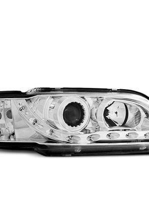 Coppia di fari a Led stile luce diurna Volvo S40 / V40 96-00 Chrome