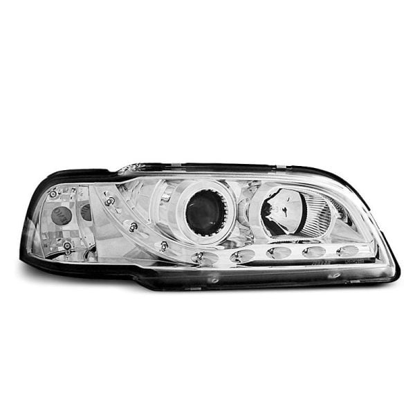 Coppia di fari a Led stile luce diurna Volvo S40 / V40 96-00 Chrome