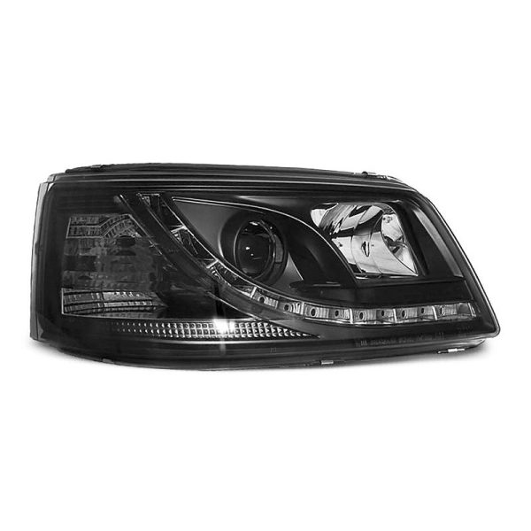 Coppia di fari a Led stile luce diurna Volkswagen T5 03-09 Neri