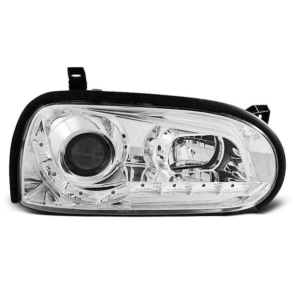 Coppia di fari a Led stile luce diurna Volkswagen Golf III 91-97 Chrome