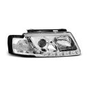 Coppia di fari a Led stile luce diurna Volkswagen Passat B5 3B 96-00 Chrome