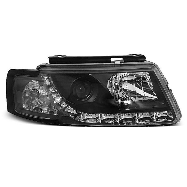 Coppia di fari a Led stile luce diurna Volkswagen Passat B5 3B 96-00 Neri