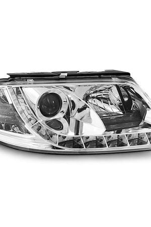 Coppia di fari a Led stile luce diurna Volkswagen Passat 3BG 00-05 Chrome