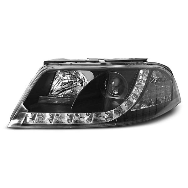 Coppia di fari a Led stile luce diurna Volkswagen Passat 3BG 00-05 Neri