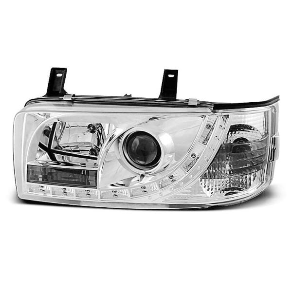 Coppia di fari a Led stile luce diurna Volkswagen T4 90-03 Chrome