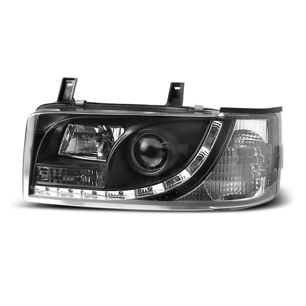 Coppia di fari a Led stile luce diurna Volkswagen T4 90-03 Neri