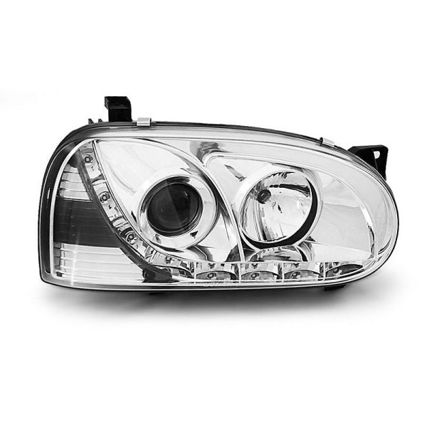 Coppia di fari a Led stile luce diurna Volkswagen Golf III 91-97 Chrome