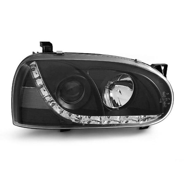 Coppia di fari a Led stile luce diurna Volkswagen Golf III 91-97 Neri