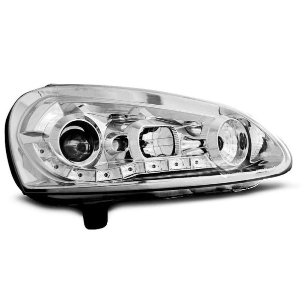 Coppia di fari a Led stile luce diurna Volkswagen Golf V 03-09 Chrome
