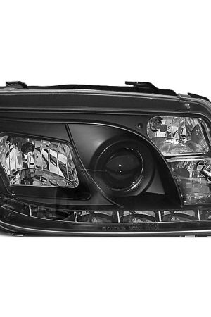 Coppia di fari a Led stile luce diurna Volkswagen Bora 98-05 Neri