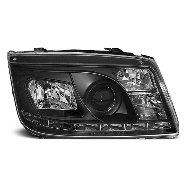 Coppia di fari a Led stile luce diurna Volkswagen Bora 98-05 Neri