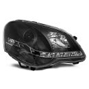 Coppia di fari a Led stile luce diurna Volkswagen Polo 9N3 05-09 Neri