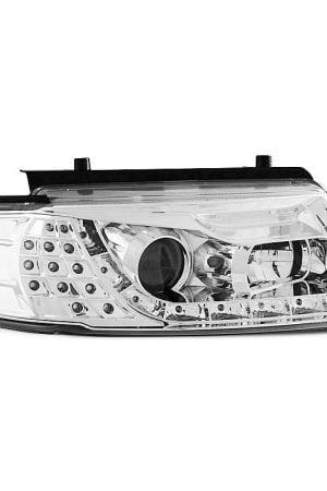 Coppia di fari a Led stile luce diurna Volkswagen Passat B5 3B 96-00 Chrome