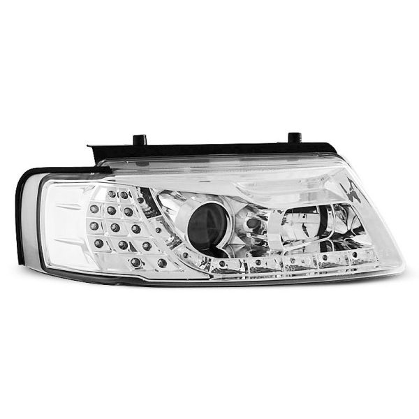 Coppia di fari a Led stile luce diurna Volkswagen Passat B5 3B 96-00 Chrome